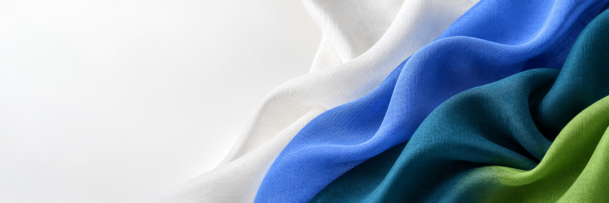 Soft flowing textile folds illustrating fabric finishing